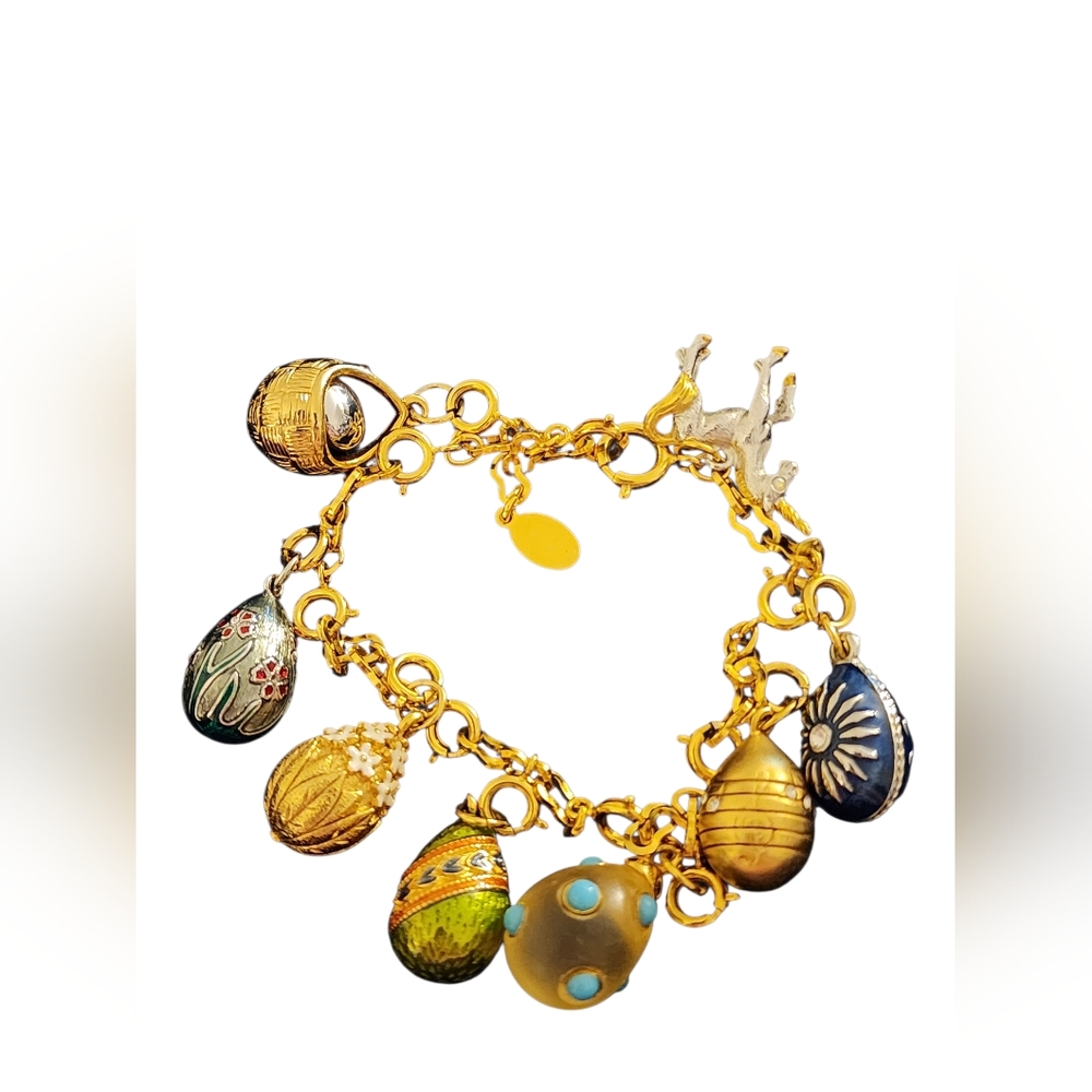Joan Rivers Easter Egg Faberge Y2K Charm Bracelet With 8 Charms With Ext NWOT